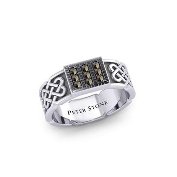 Rectangle Celtic Ring with Gemstones TRI1953 - Jewelry